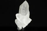 Large, Natural Quartz Crystal Point With Metal Stand - Brazil #206910-5